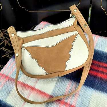 Vintage Butterfly Suede Saddle Bag Handmade 1970s - image 1