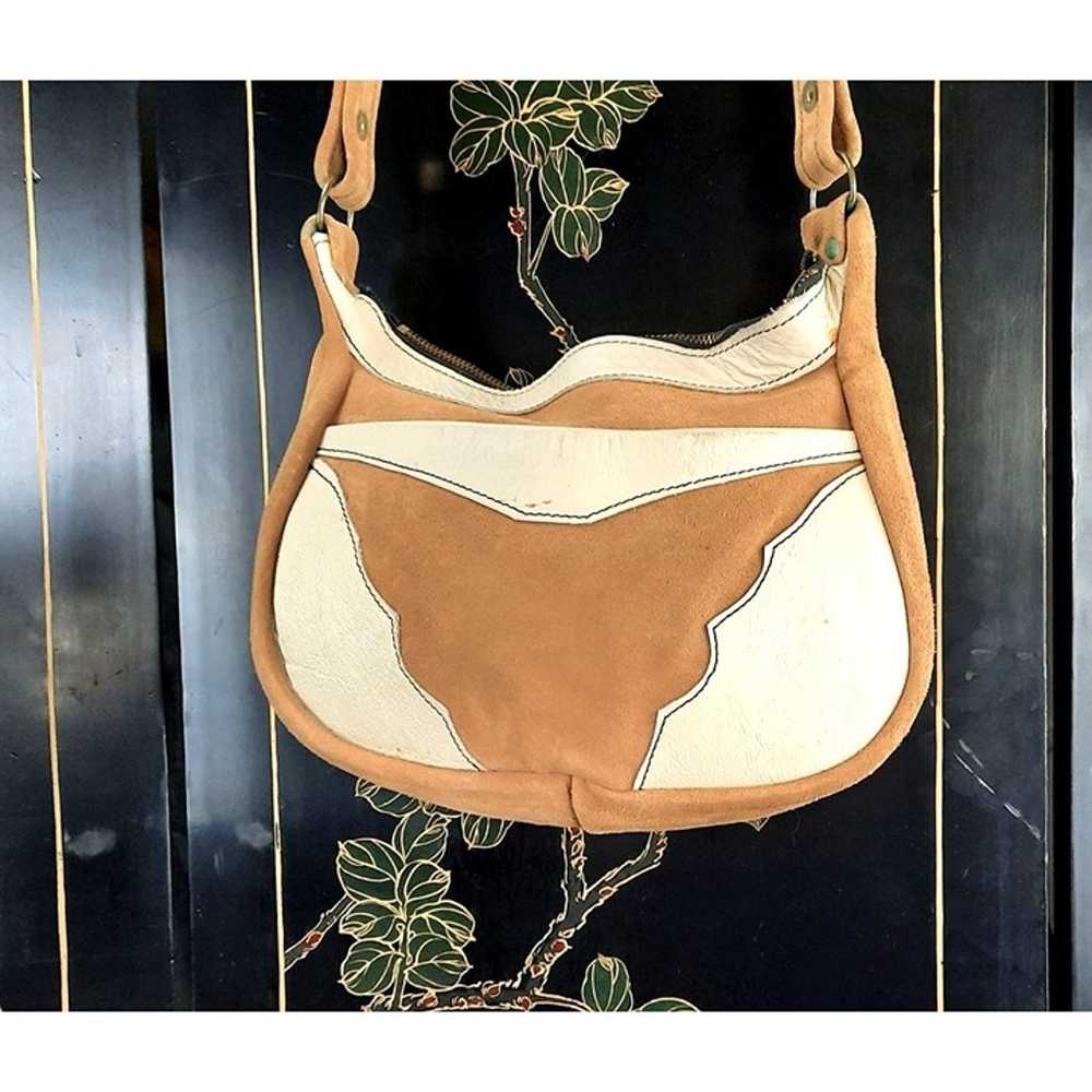 Vintage Butterfly Suede Saddle Bag Handmade 1970s - image 2