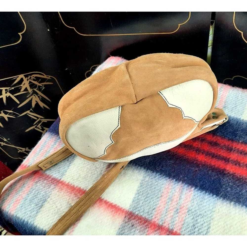 Vintage Butterfly Suede Saddle Bag Handmade 1970s - image 4