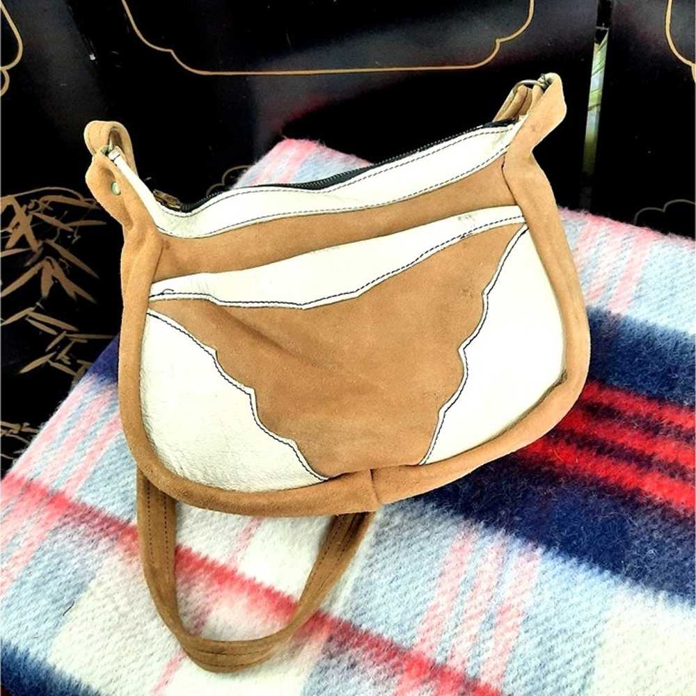 Vintage Butterfly Suede Saddle Bag Handmade 1970s - image 5