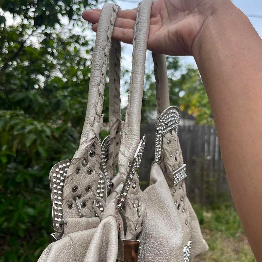 Unique Vintage Women's Cream and Silver Bag - image 8