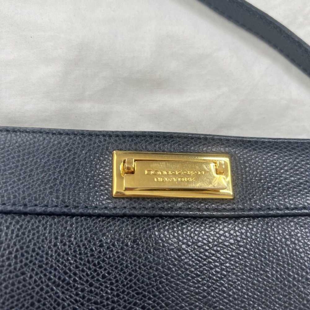 VINTAGE DONNA KAREN NY Small Navy LEATHER CROSSBO… - image 2