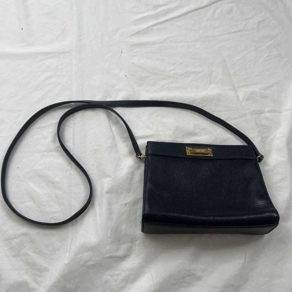 VINTAGE DONNA KAREN NY Small Navy LEATHER CROSSBO… - image 3