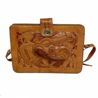 Vintage Tooled Leather Guitar 3D Purse - image 1