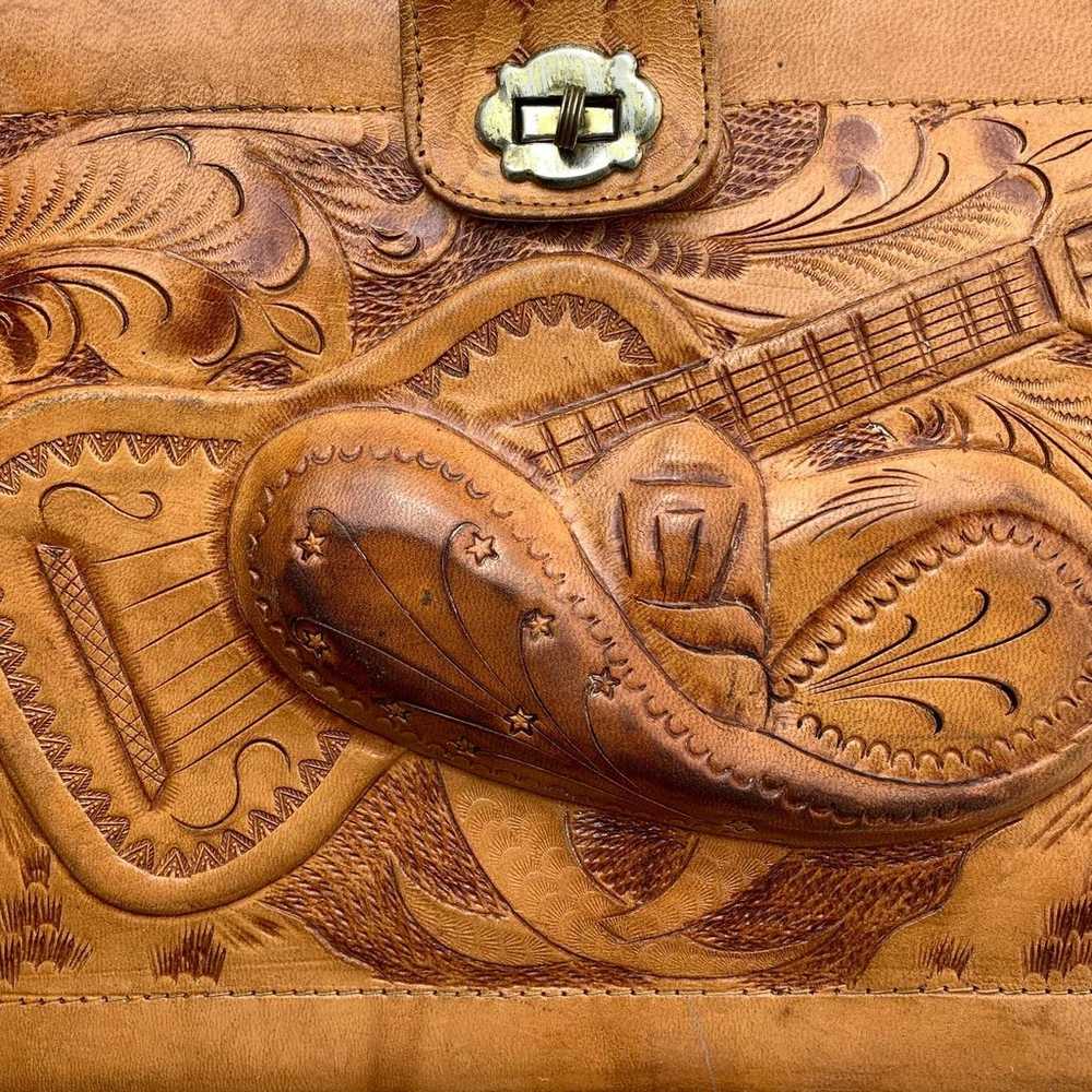 Vintage Tooled Leather Guitar 3D Purse - image 2