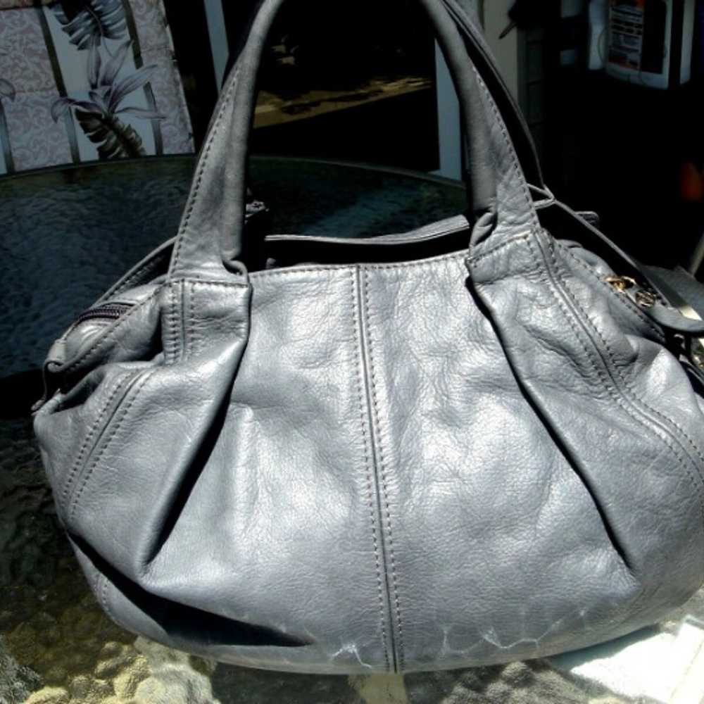 Gray Leather Handbag Capoverso - image 3