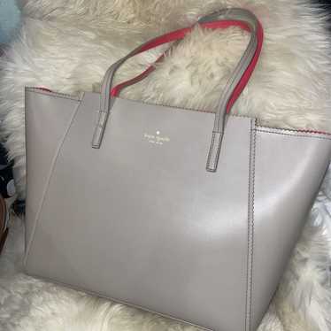 Kate Spade X-Large Taupe and Pink Leather Tote / … - image 1