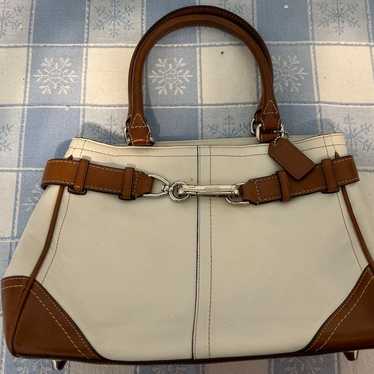 Vintage Coach Handbag - White/Brown - Hampton