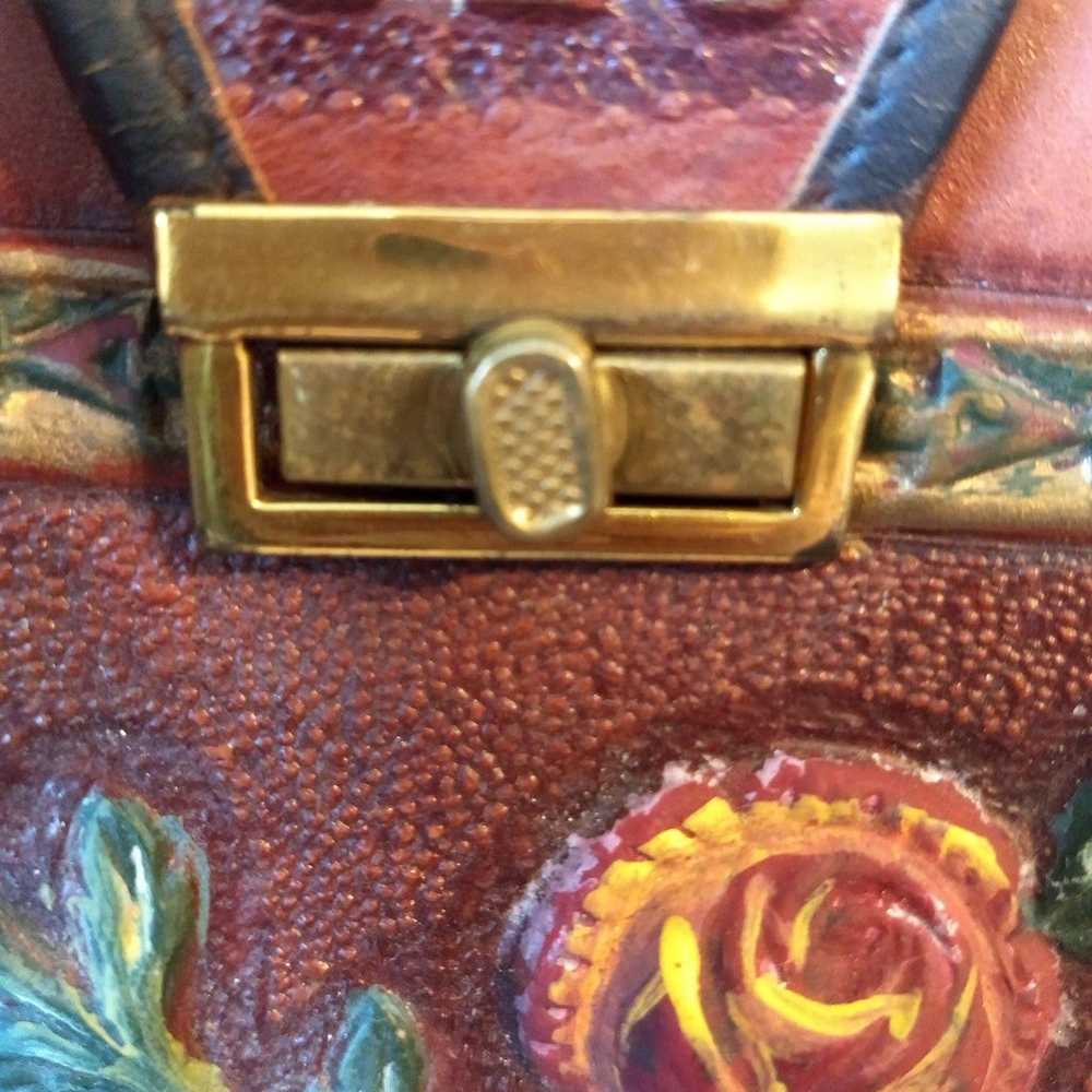 1950s Vintage Mont Abur Tooled Hand Painted Leath… - image 7