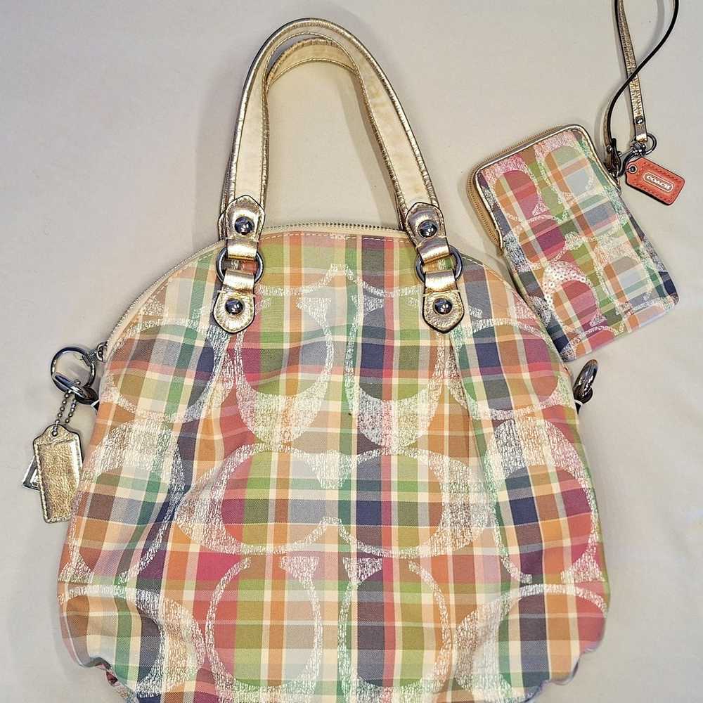 Coach Purse Poppy Madras 19697 Shoulder Bag Flann… - image 2