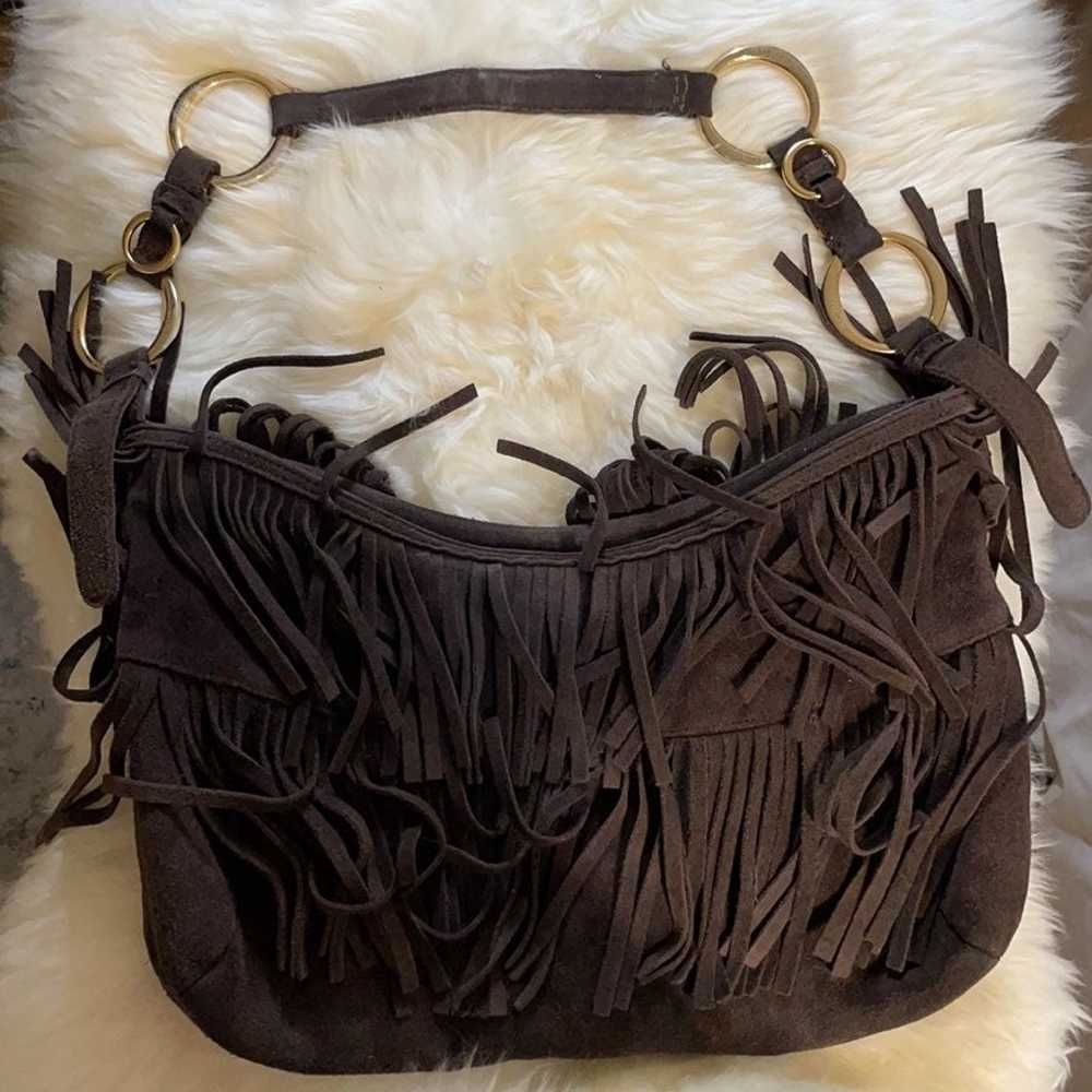 Suede fringe 90's vintage boho hobo bag - image 11