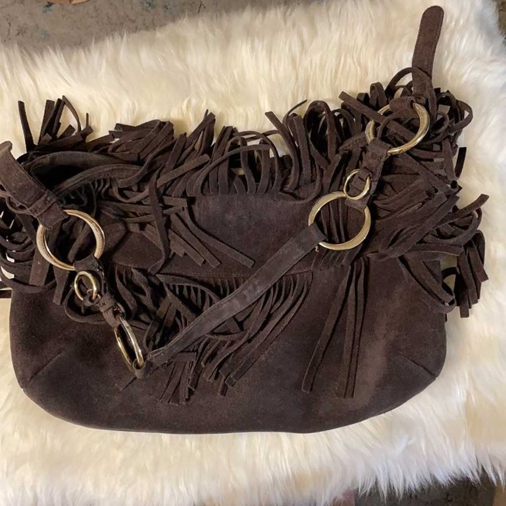 Suede fringe 90's vintage boho hobo bag - image 2