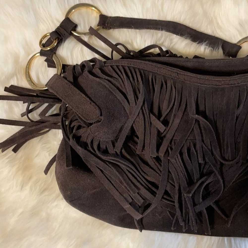 Suede fringe 90's vintage boho hobo bag - image 4