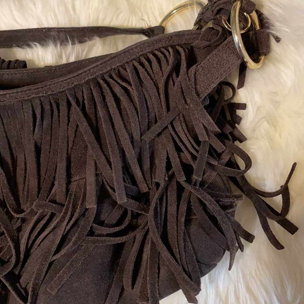 Suede fringe 90's vintage boho hobo bag - image 5