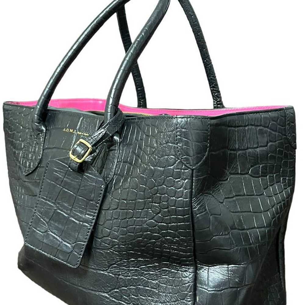 ★A.D.M.J. ADMJ Tote Bag Crocodile Embossed Leather - image 4