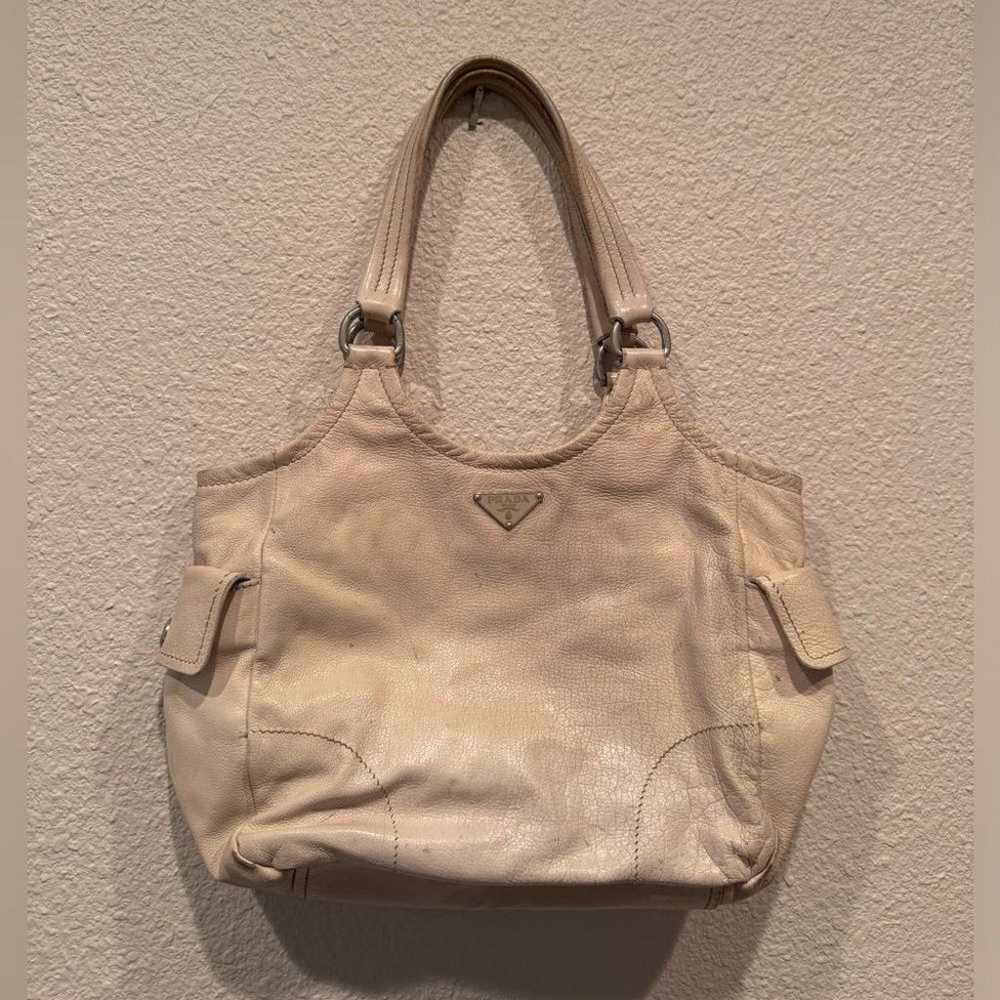 Vintage Prada Bucket Bag Shoulder bag white cream… - image 2