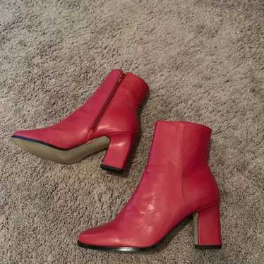 Red leather vintage boots