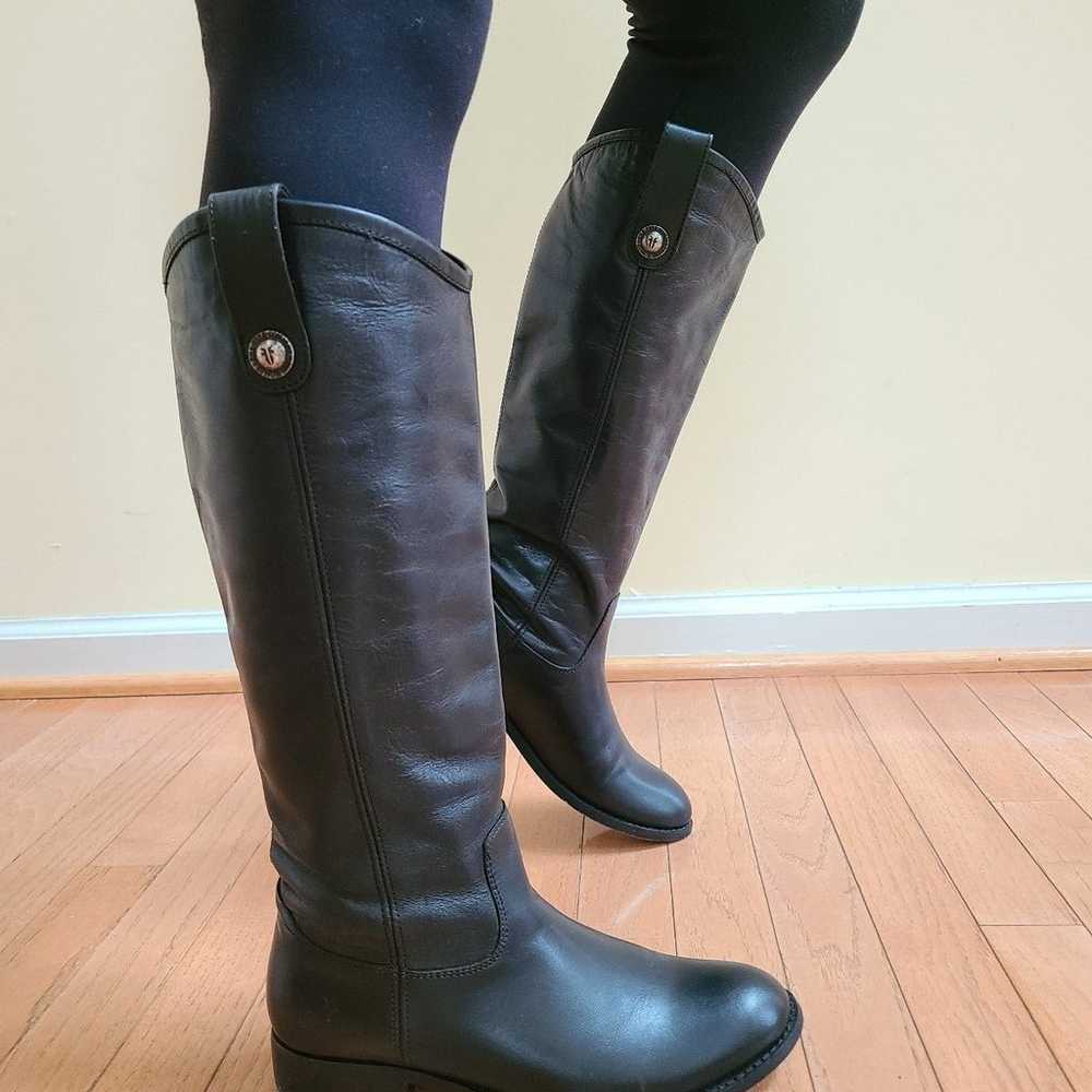 Frye Vintage Melissa Button Lug Tall Boots Black … - image 1