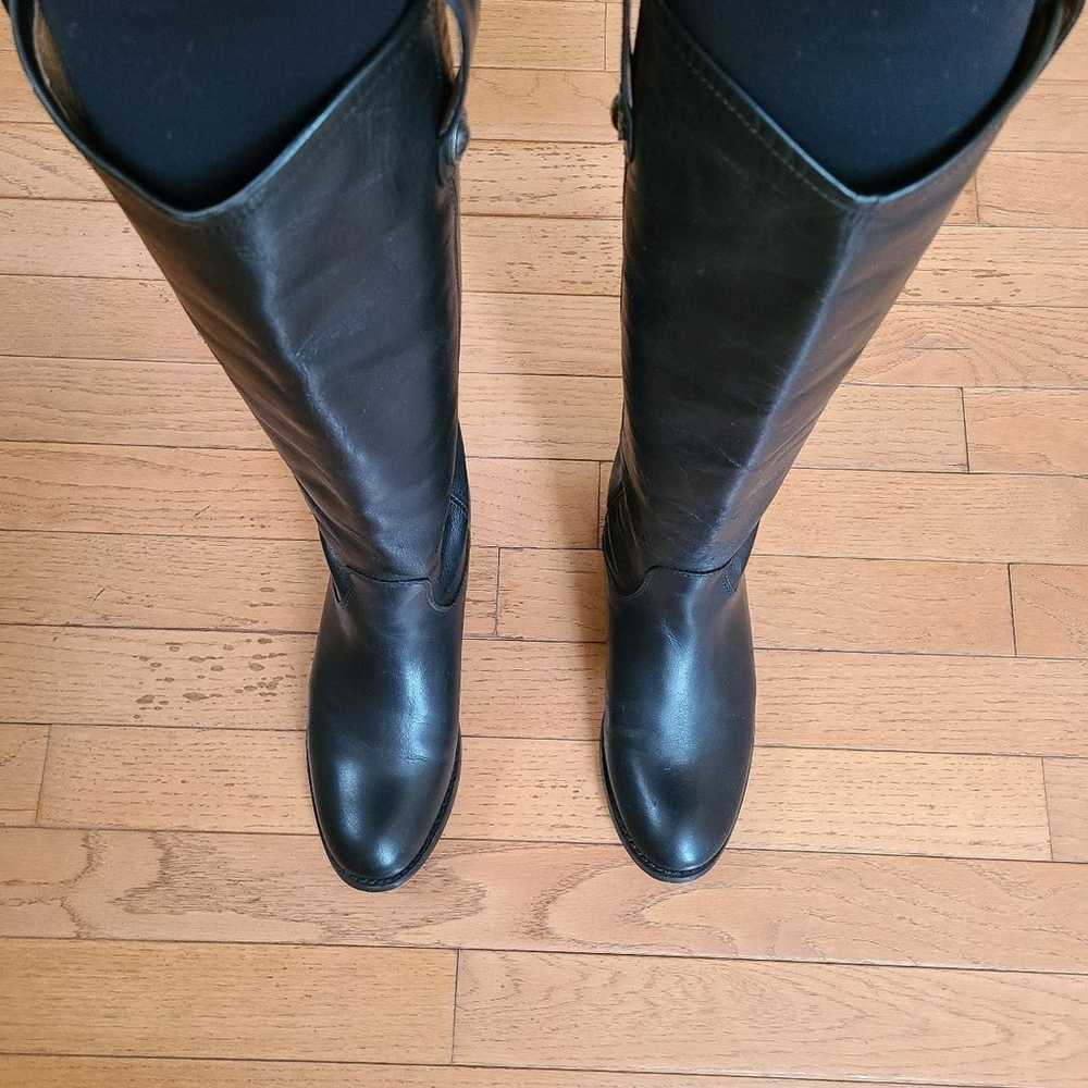 Frye Vintage Melissa Button Lug Tall Boots Black … - image 2