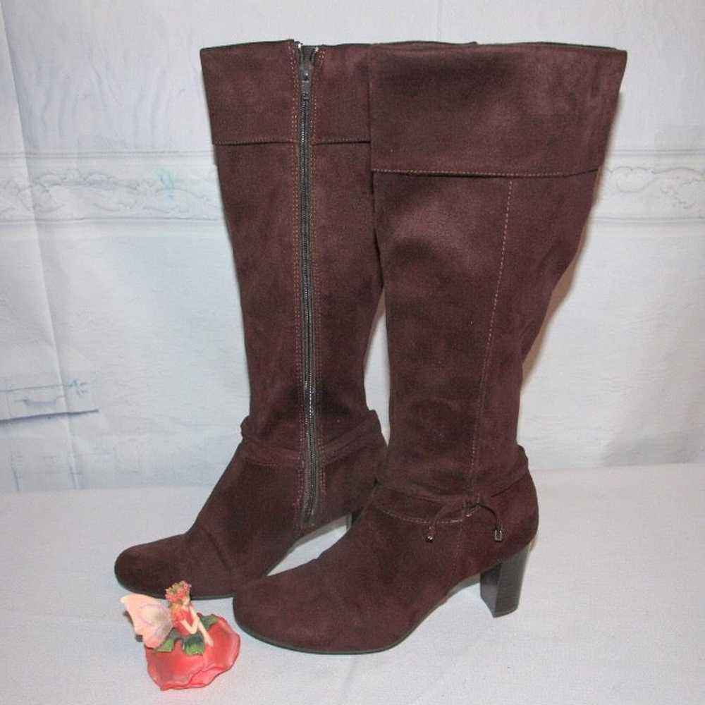 Predictions Faux Suede Boots Mid-Calf Comfy Brown… - image 1