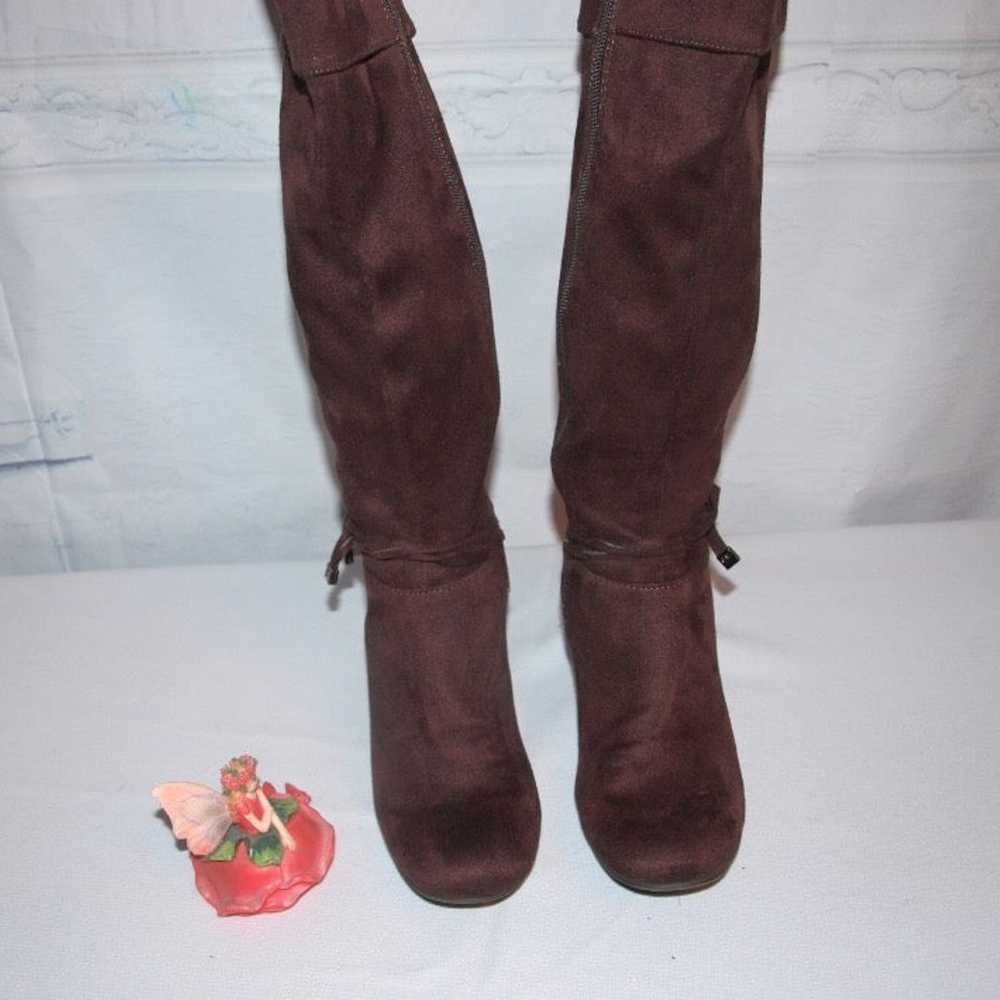 Predictions Faux Suede Boots Mid-Calf Comfy Brown… - image 7