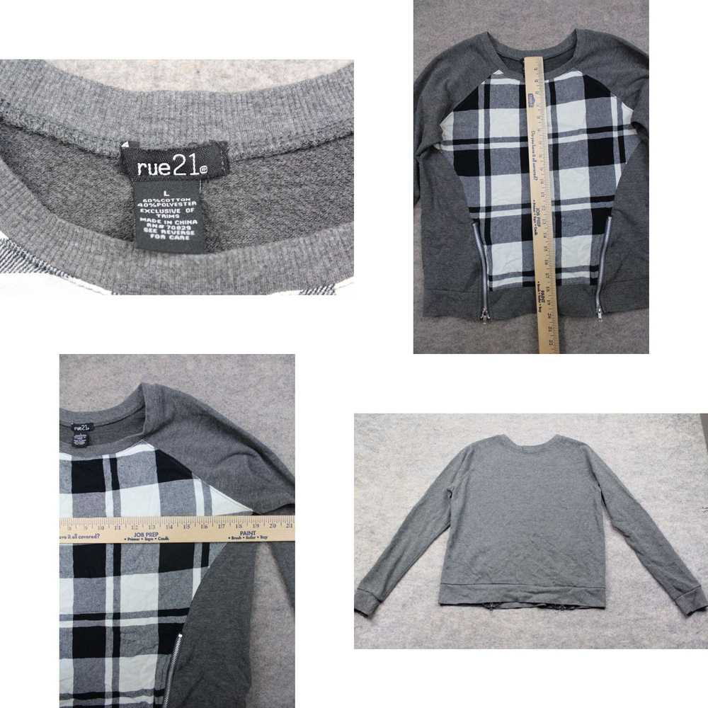 Rue 21 Rue21 Sweatshirt Size Large L Gray Plaid Z… - image 4