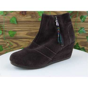 TOMS Sz 6 Boot Ankle Boots Zip M Brown Leather Wo… - image 1