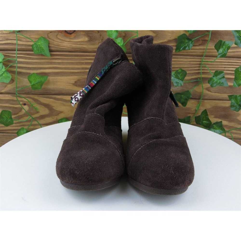 TOMS Sz 6 Boot Ankle Boots Zip M Brown Leather Wo… - image 2