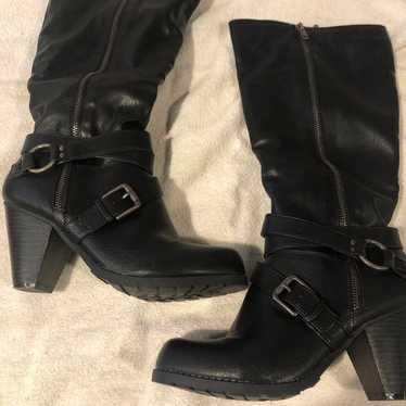 Crown Vintage black leather mid calf Boots