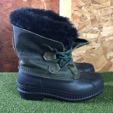 Vintage Sorel Kaufman Badger Green Lace Up Winter 