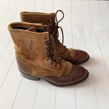 Vintage Laredo Brown Leather Lace Up Boots