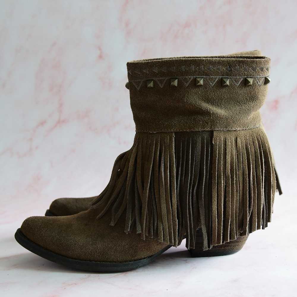 Sbicca Vintage collection tan suede fringe bootie… - image 2