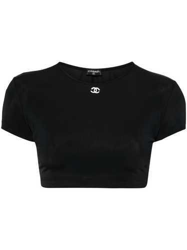 CHANEL Pre-Owned 1990-2000 CC cropped T-shirt - B… - image 1