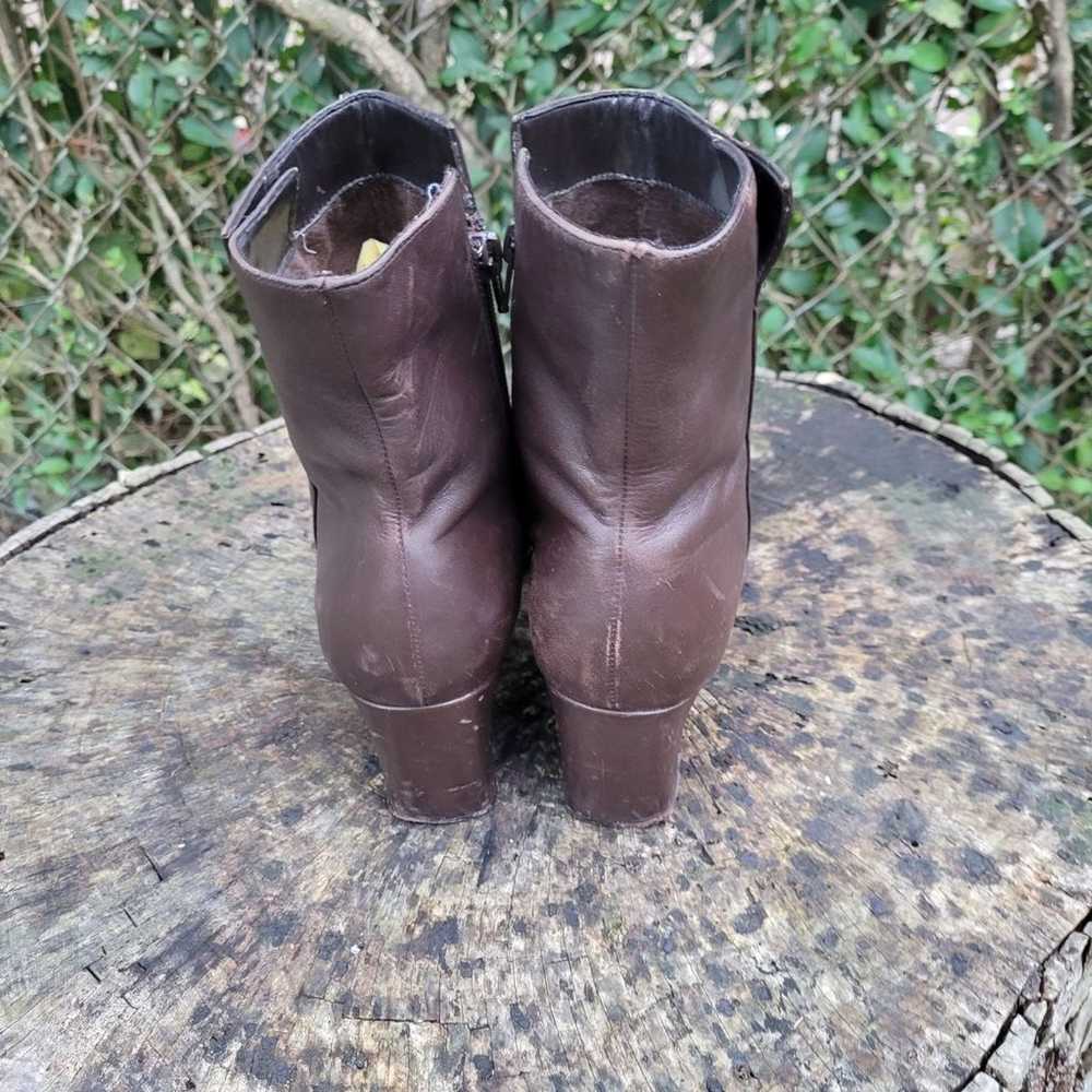 Women Vintage Leather Brown Ankle Boots Size 8.5M… - image 4