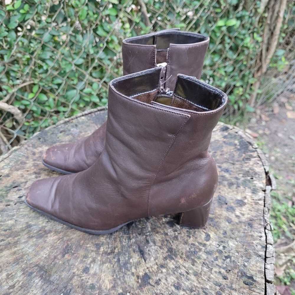 Women Vintage Leather Brown Ankle Boots Size 8.5M… - image 5