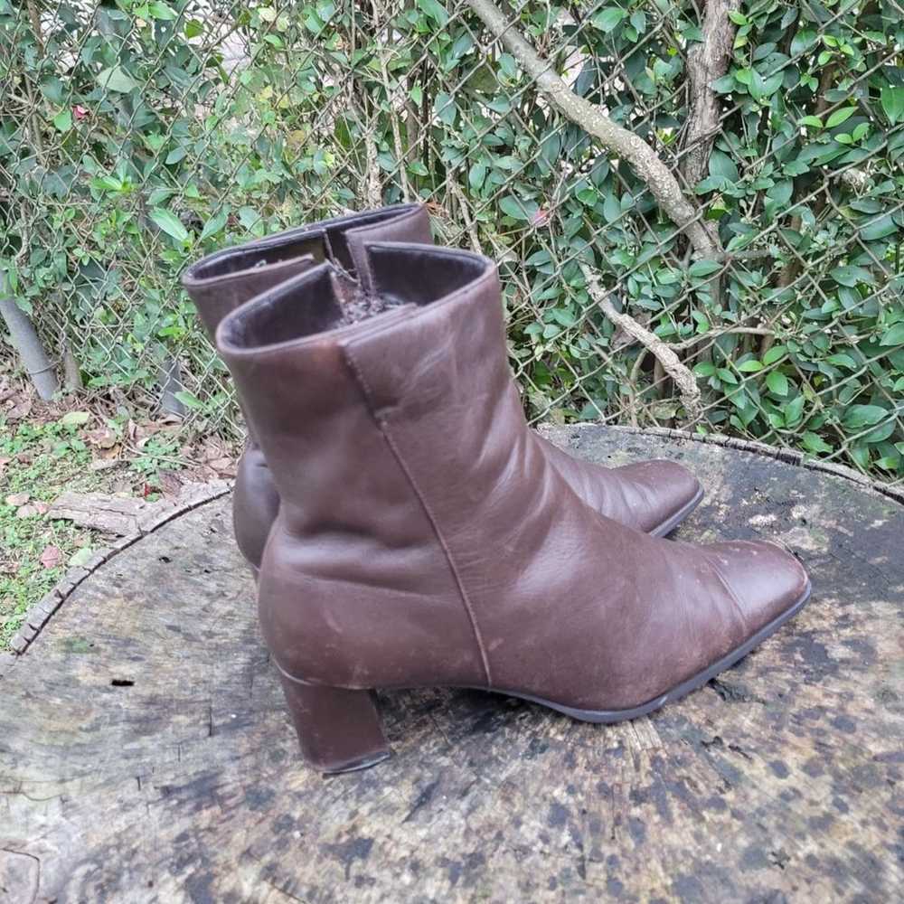 Women Vintage Leather Brown Ankle Boots Size 8.5M… - image 6