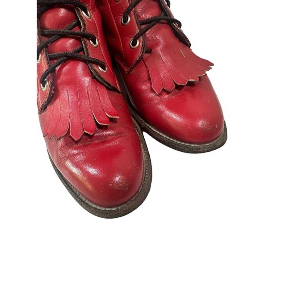 Vtg JUSTIN Lace-up Roper Fire Red Rodeo Cowboy We… - image 4