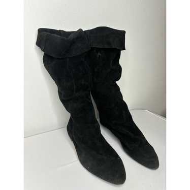 Ted Lapidus Boots Italy online 1980's Ladies Deep Eggplant Suede Calf High