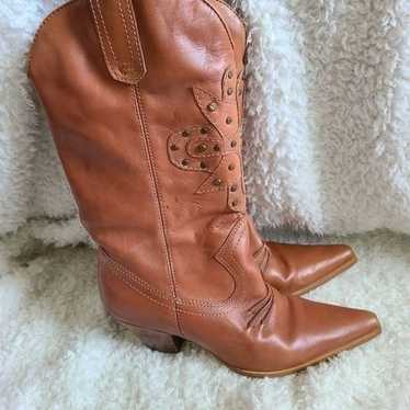 La Strada Vintage Studded Leather Western Boots s… - image 1