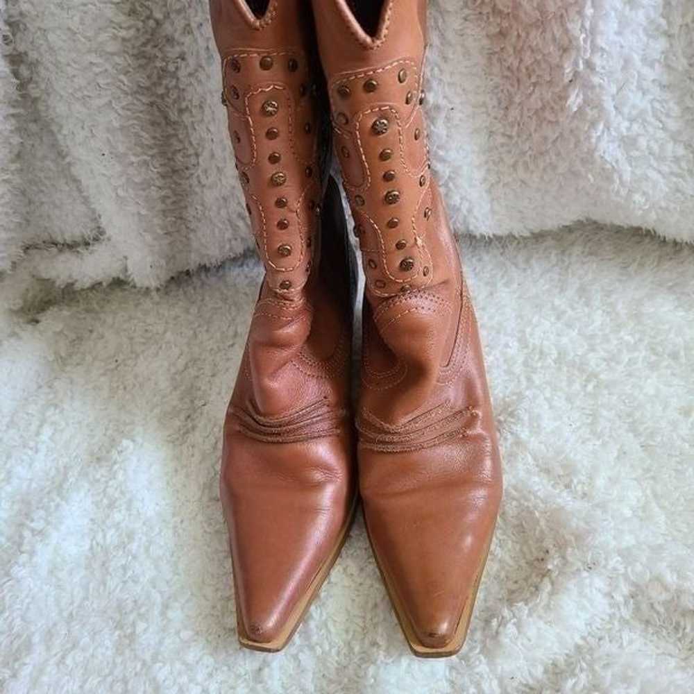 La Strada Vintage Studded Leather Western Boots s… - image 3