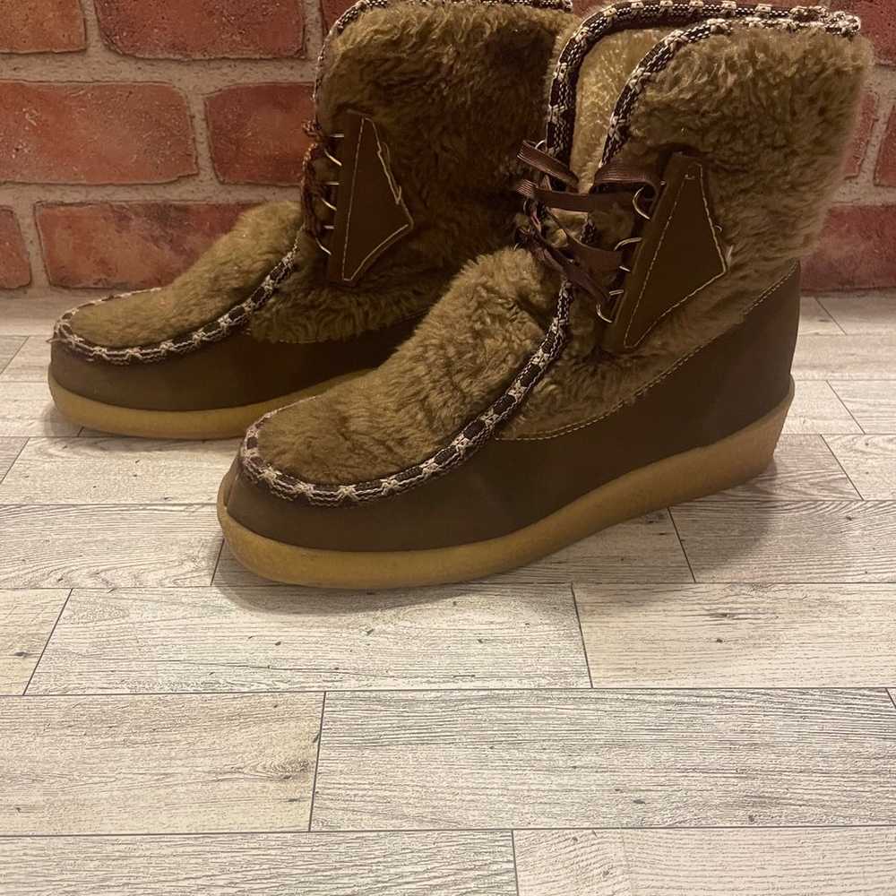 Vintage Snowland Brown Winter Boots Faux Fur Sher… - image 3