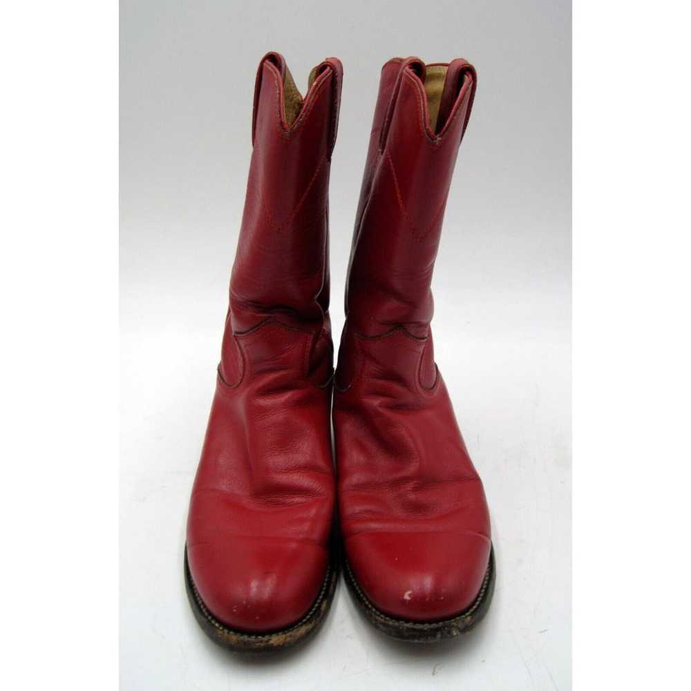 JUSTIN L3055 Red Leather Roper Vintage Cowboy Boo… - image 3