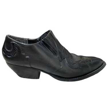 Vintage 90s Black Leather Low Cut Booties - image 1