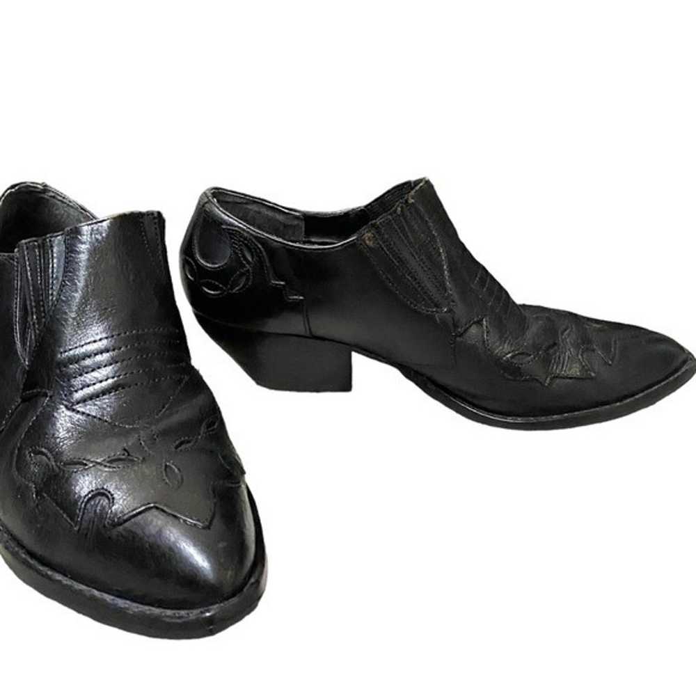 Vintage 90s Black Leather Low Cut Booties - image 3