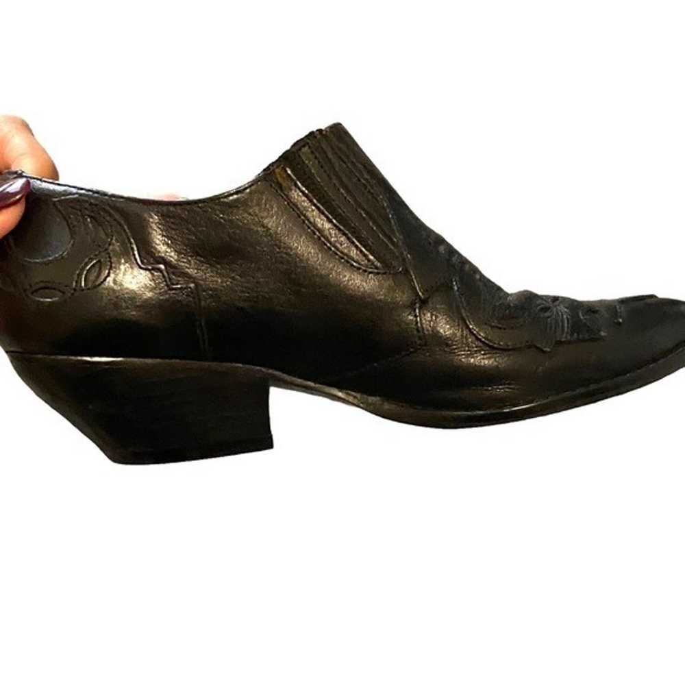 Vintage 90s Black Leather Low Cut Booties - image 5