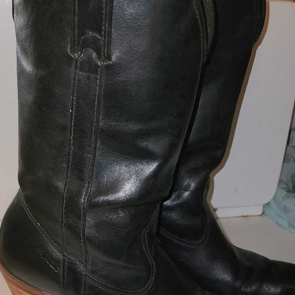 VINTAGE Capezio Black Leather Heeled Western Boot… - image 1