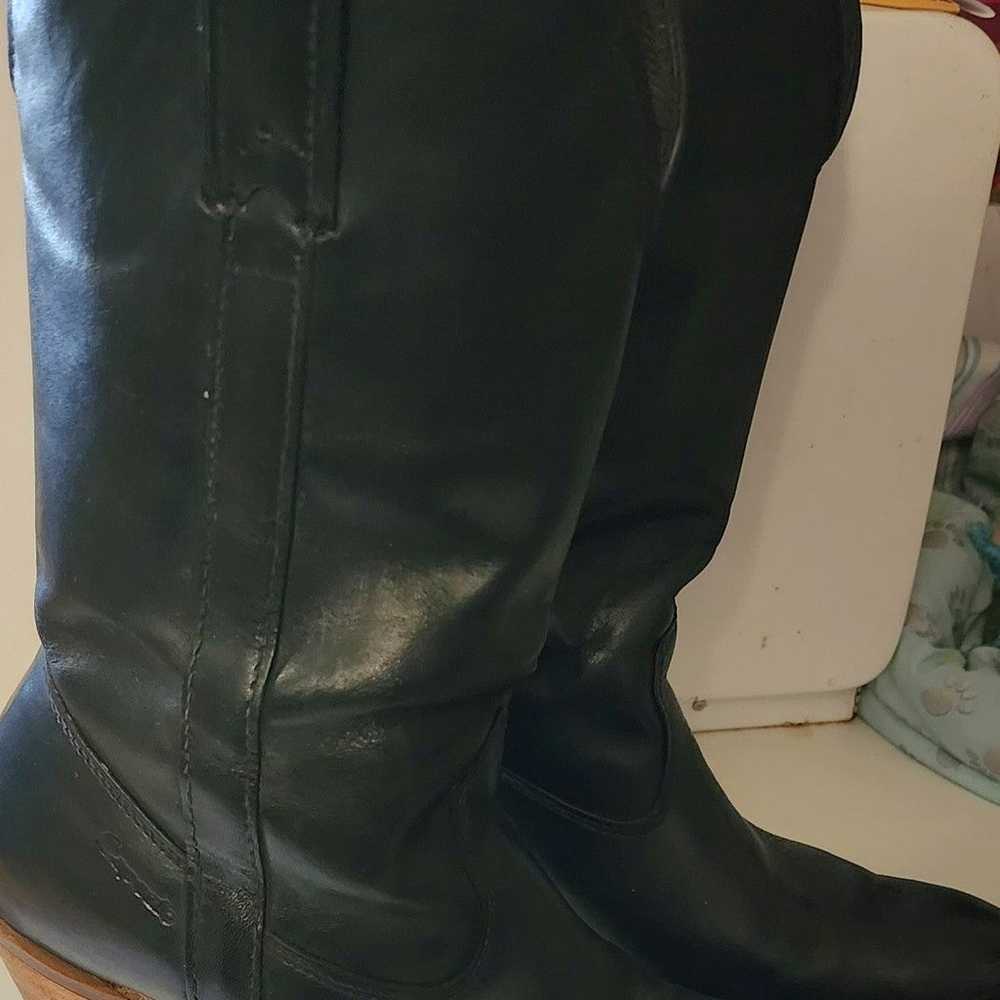 VINTAGE Capezio Black Leather Heeled Western Boot… - image 2