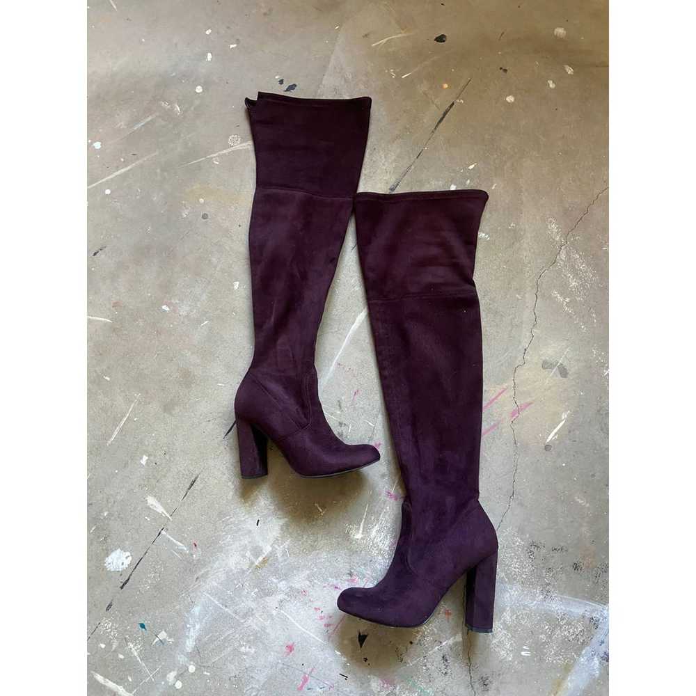 vintage style over knee boots Purple Faux Suede - image 1