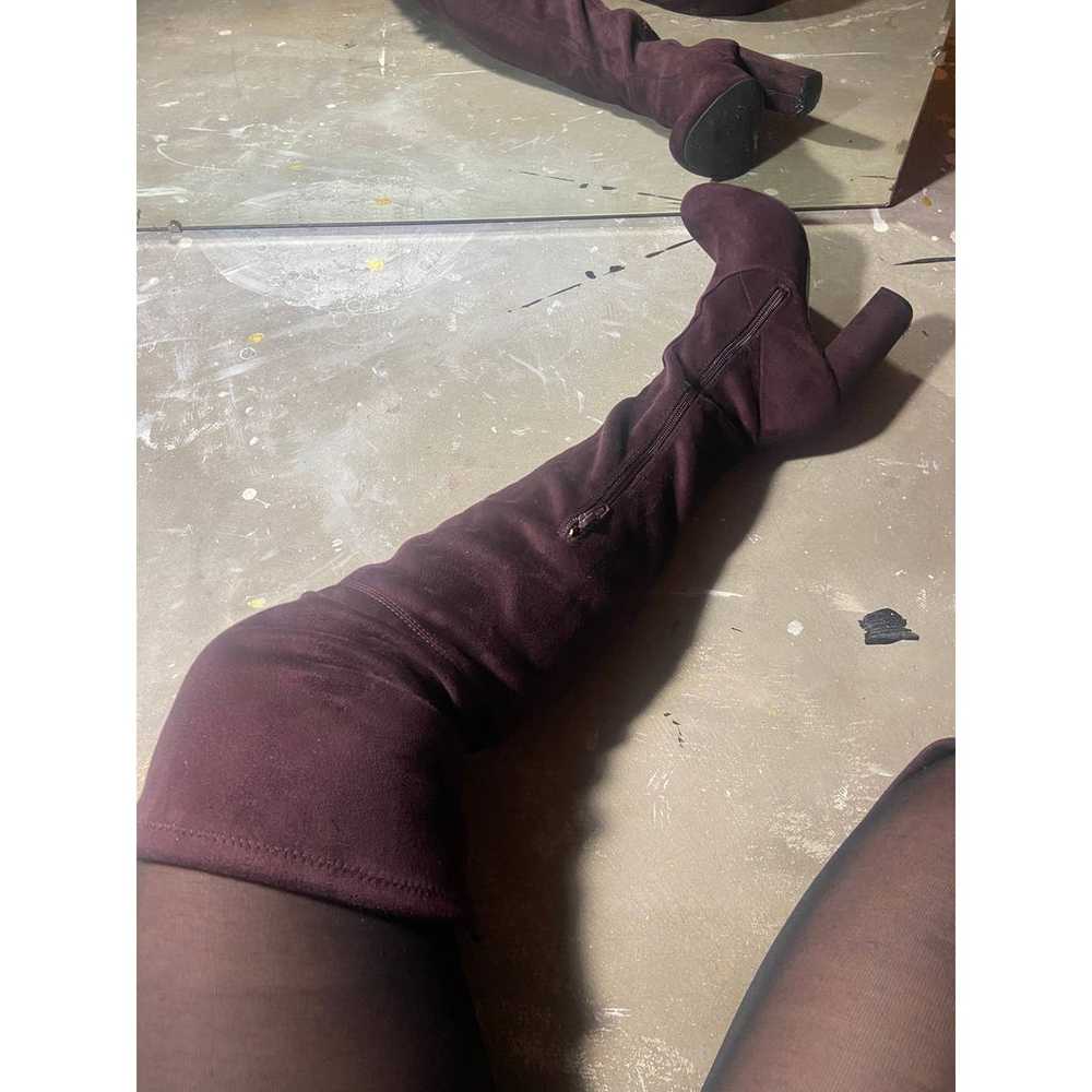 vintage style over knee boots Purple Faux Suede - image 5