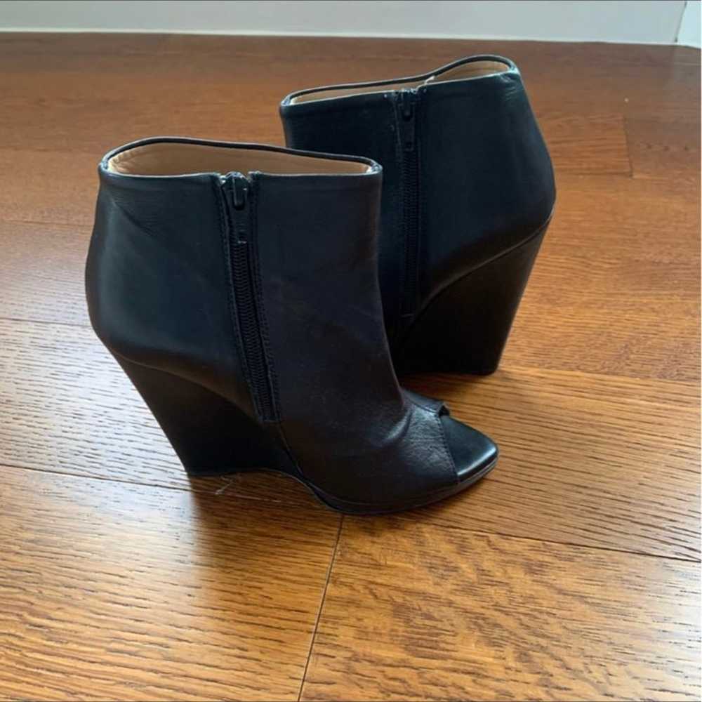 ZARA VINTAGE OPEN TOE LEATHER WEDGE PLATFORM BOOT… - image 1